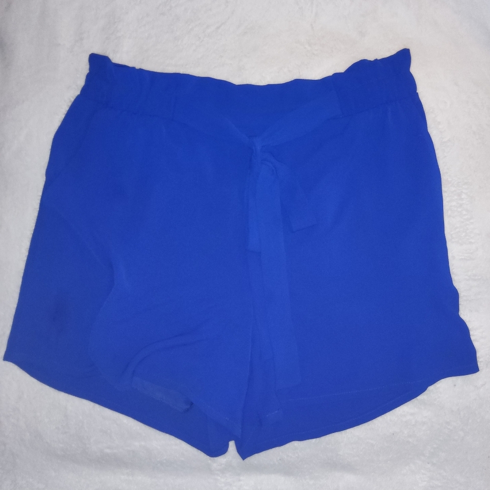 Elegant High Waist Blue Women's Dress Shorts